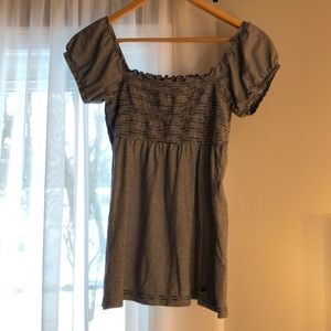 Off the shoulder striped shirt